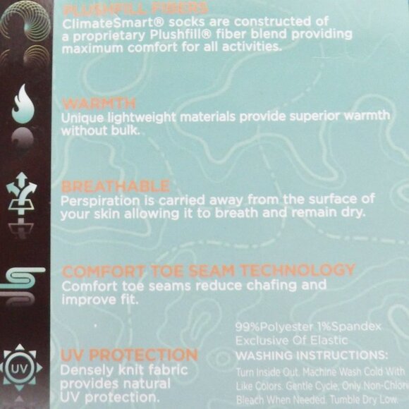 Cuddl Duds Mens ClimateSmart Plushfill Crew Socks 2 Pairs Java Brown & Pattern - Picture 7 of 7